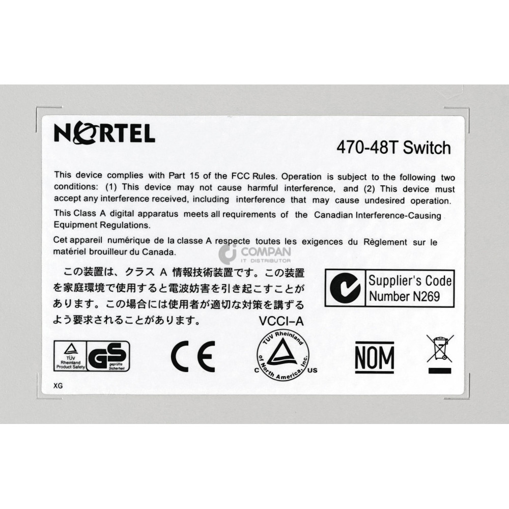 Nortel Networks BayStack 470-48T 48x RJ-45 100Mb - Ethernet Switch